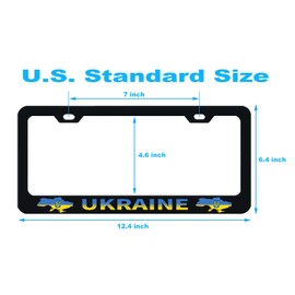 2 Pack Ukraine Flag License Plate Frames Holder 2 Hole Quality Aluminum Alloy Universal License Plate Holder Frame with Screw Caps Cover and Car Tire Valve Stem Caps. (Ukraine Flag)