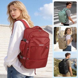 SUIKIHUM Travel Backpack Men Women Carry on Daypack fit 16" Laptop Red