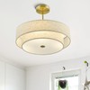 VONLUCE Modern Chandeliers, 18" Drum Chandeliers with 2-Layer Fabric Shade,
