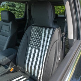 Monochrome Americana Flag Seat Cover – Premium PU Leather, Universal Fit, Waterproof & Easy to Clean, Cushioned Comfort, Airbag Compatible, Stylish Black & White Patriotic Design for Cars & SUVs