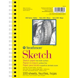 Strathmore 300 Series Sketch Pad, 5.5x8.5 inch, 100 Sheets, Side Wire - Artist Sketchbook for Drawing, Illustration, Art Class Students