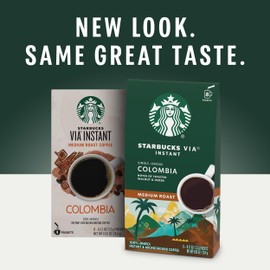 Starbucks VIA Instant Coffee, Medium Roast Coffee, Single-Origin Colombia, 100% Arabica, Single-Serve, 1 Box (8 Packets)