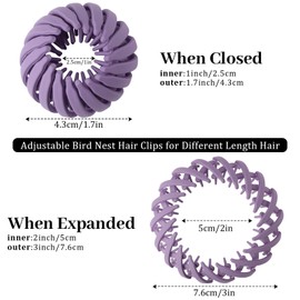 6Pcs Bird Nest Magic Hair Clips Hair Nest for Bun Strong Ponytail Holders for Women Girls (Dark, Small)