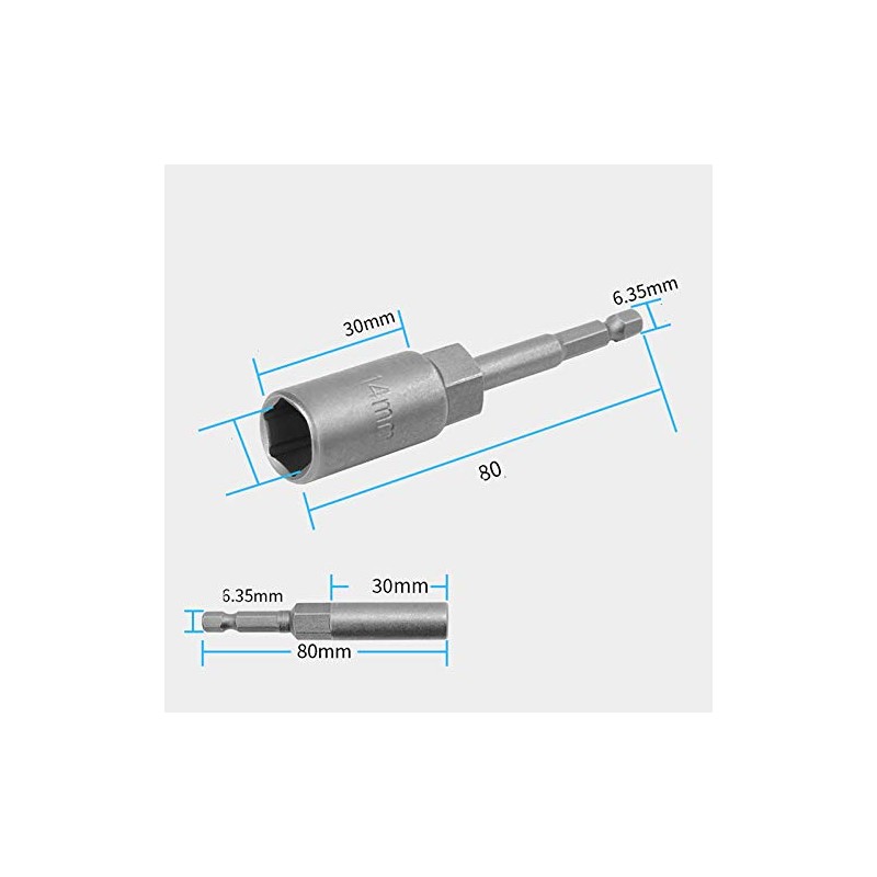 1 x 80mm Length 1/4" Hex Shank Bit Socket for