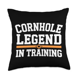 Cornhole Players Backyard Games Bean Bag Toss Tournament Fun Throw Pillow