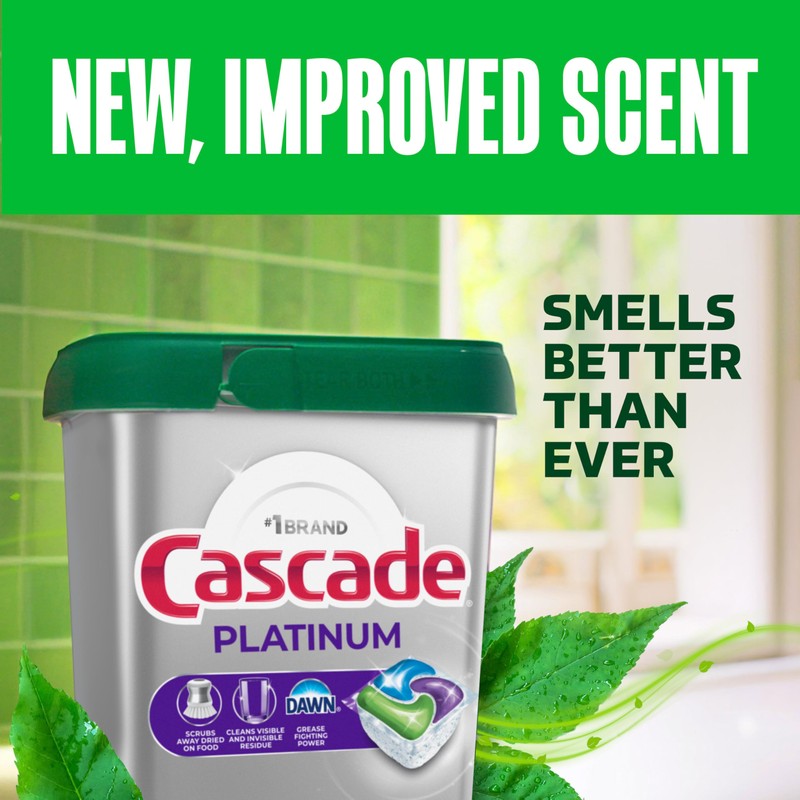 Cascade Platinum Dishwasher Pods, Dishwasher Detergent, Dish Detergent Soap, Fresh,
