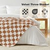 Homelike Moment Checkered Blanket Twin Size, Brown Checkerboard Grid Soft