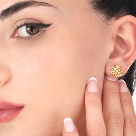 MadamLili - Ohrstecker Blume des Lebens - 925 Sterling Gold Vergoldet - Flache Ohrringe Stecker - Exklusive Schmuckbox