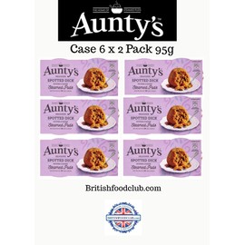 Bundle of 6 x 2pack Auntys Spotted Dick Steamed Puddings - 95g ea - Delivers 3 - 5 days USA