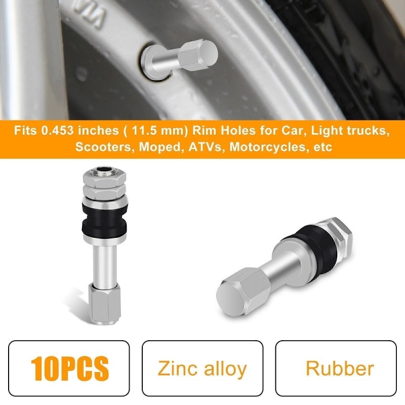 GEARZAAR 10* Stainless Steel Wheel Tire Valve Stems Hight Pressure