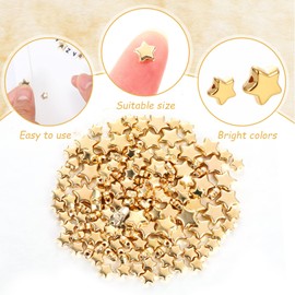 800 Pcs Plastic Star Beads Plated Star Spacer Beads Preppy Beads Tiny Star Charm Beads Star Beads with Hole for DIY Necklace Bracelet Earring Pendant Making Decor Craft, 6 mm, 12 mm(Gold)