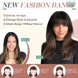 Elailite Clip in Fringe Real Human Hair Remy Blonde Wispy Air Bangs with Temples Natura HairPiece 5 Inch 15g - #613 Bleach Blonde