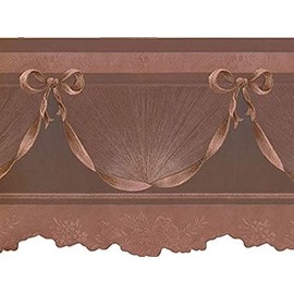 CONCORD WALLCOVERINGS ™ Wallpaper Border Abstract Pattern Victorian Style Bows Ribbons Flowers for Living Room Bedroom, Copper Rose, 6.25 Inches by 15 Feet Des67111DC