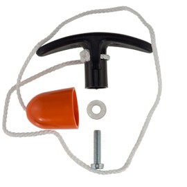 Pull Handle Garage Door Handle Interior 9 mm PVC Black with 50 cm Rope and Orange Bell