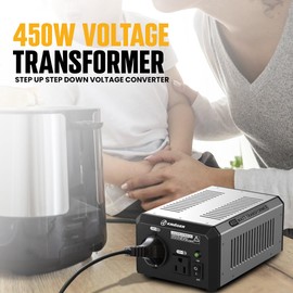 K KRIËGER 450 Watt Voltage Transformer, 110/120V to 220/240V Step Up Step Down Voltage Converter with AC Outlets, MET Approved Under UL, CSA