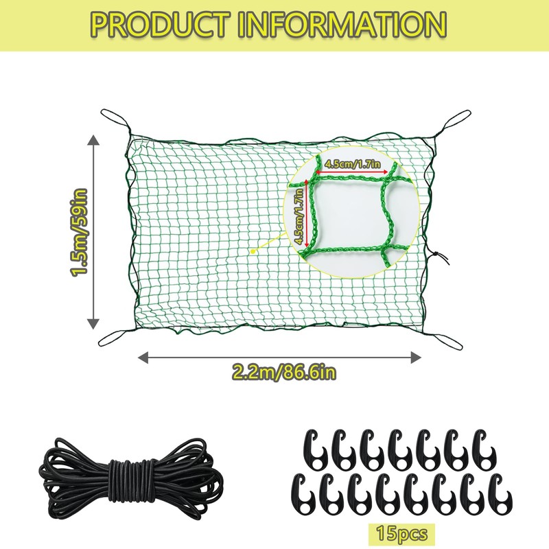 LINSOCLE Trailer Net, 1.5 x 2.2 m, Load Securing Net,