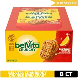 belVita Cranberry Orange Breakfast Biscuits, 8 Packs (4 Biscuits Per Pack)