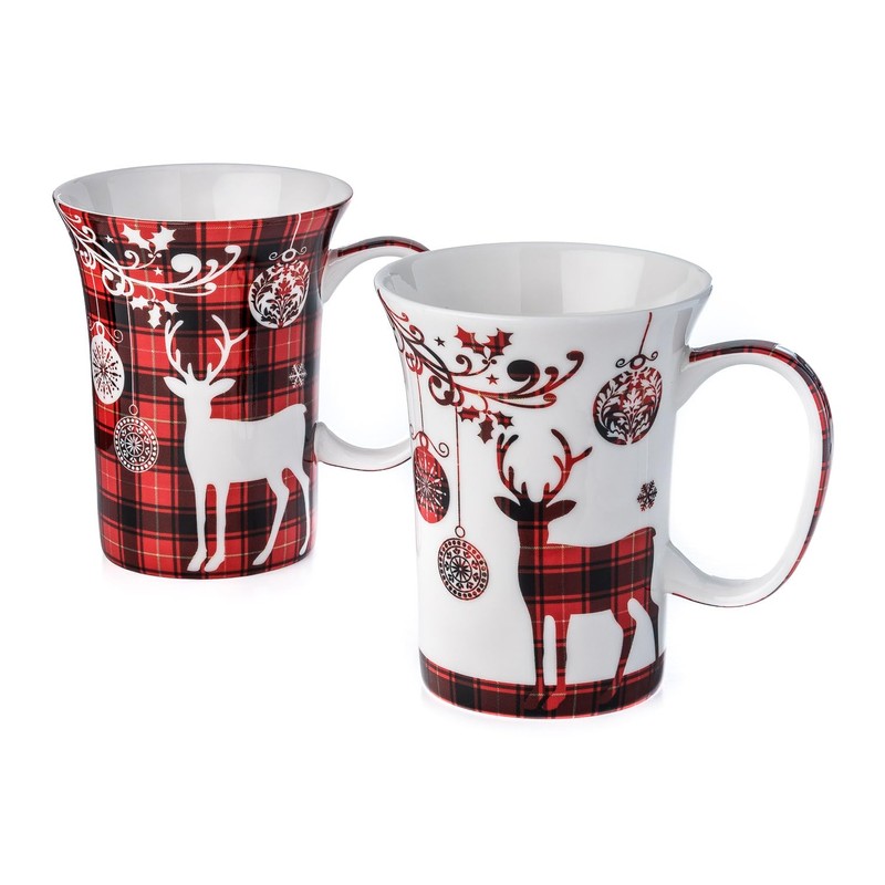 Holiday Reindeer Set of 2 Mugs