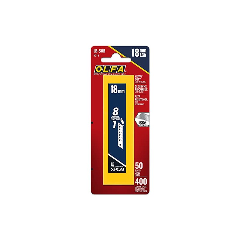 OLFA 18mm Heavy Duty Snap Off Replacement Blades, 5 Blades