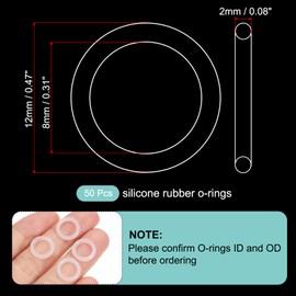 MECCANIXITY Silicone O Rings 0.31" ID, 0.47" OD, 5/64" Width Rubber Washers 50A Durometer VMQ Seal Gasket for Plumbing Faucets Pipe Repair, White, Pack of 50