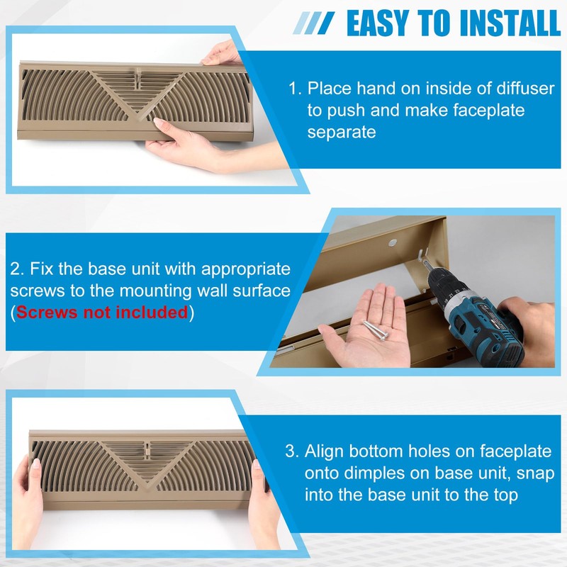 Yaocom 2 Pack Baseboard Register Vent 24 Inch Duct Opening