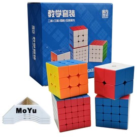 Oostifun MoYu MOFANGJIAOSHI Cubing Classroom MFJS WCA 2345 Cube Puzzle Bundle 2x2 3x3 4x4 5x5 Competition Cube Set with Gift Packaging for Four Cube Tripods (Multi Colour)