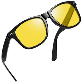 Joopin Sunglasses Men's Polarised Retro Rectangular and Classic Sunglasses Women Large UV400, A22 glossy black/yellow