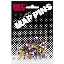 Officemate OIC Map Pins, Assorted Colors, 100 per Pack (30060)