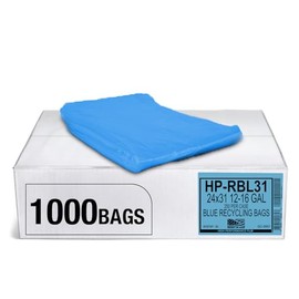 Aluf Plastics 12-16 Gallon 1.2 MIL (eq) Blue Industrial Strength Trash Bags - 24" x 31" - Pack of 1000 - for Industrial, Home, & Recycling