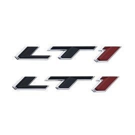 Pair Set LT1 Emblem 3D Side Fender Door Badges Sticker Nameplate Replacement for Camaro (Chrome Black Red)
