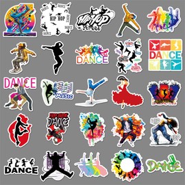 50 PCS Dance Stickers Vinyl Waterproof Stickers for Teens,Adults,Boys,Girls,Kids,Children Decals for Luggage,Computer,Laptop,Phone,Skateboard,Guitar,Bicycle,Water Bottle