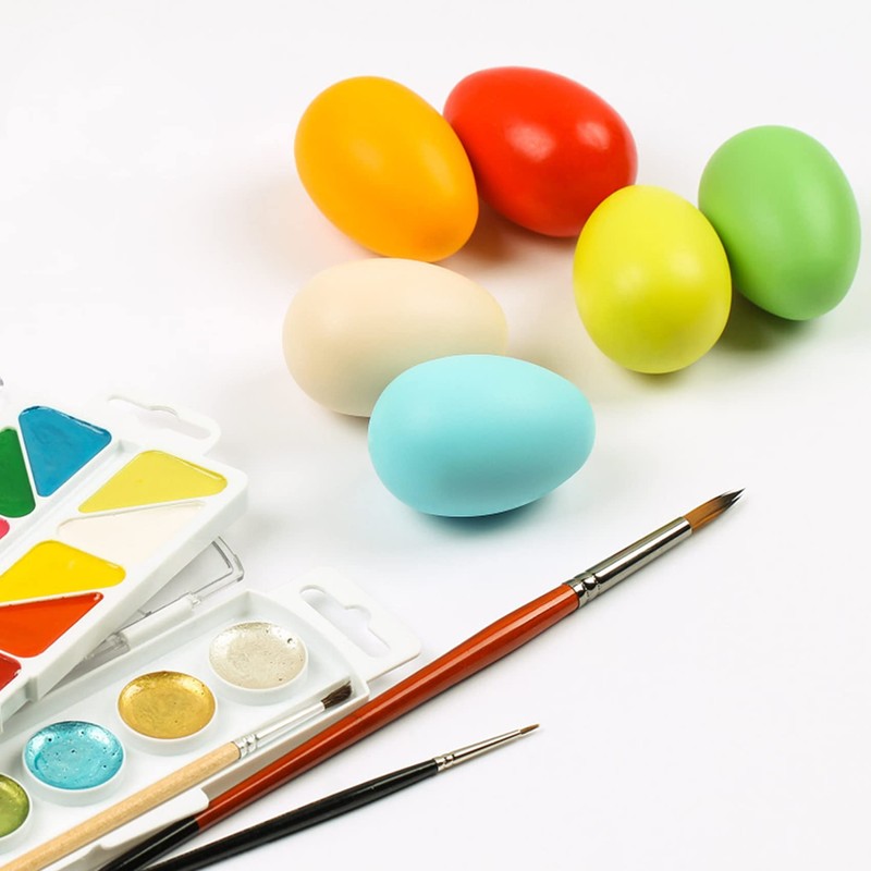YunKo 6Pcs Wooden Fake Nest Eggs Easter Eggs for Craft