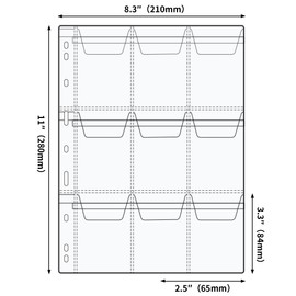 Uncle Paul Coin Pocket Pages - 9 Compartments/Sheet Standard 9 Hole Coin Pocket Inserts Collector Sleeves for Coin Capsules Badge Stamp 10 Sheets CS03109