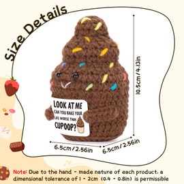 FunisFun Positive Poo Cute Cupcake Crochet Doll with Inspiration Card Funny Cupoop Gag Gifts for Friends Office Employee Appreciation (CUPOOP)