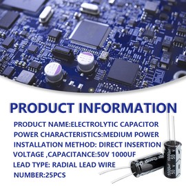 Innfeeltech 25 Pcs Electrolytic Capacitor 1000uF 50V Aluminum Radial Electrolytic Capacitors