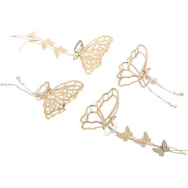 Milisten 4 Pinzas Cabello Diseño de Mariposa Dorado, Aleación Resistente y Cómoda para Mujer, Accesorios Elegantes y Únicos para Peinados Diarios