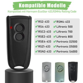 pepape Garage Door Opener Remote Control for EcoStar Handheld Transmitter RSC2-433 RSE2-433, Compatible with Hörmann Garage Door Operator Liftronic 500/700/800, Portronic D2500/D5000/S4000