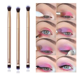 Vôsaidi - Pincel de sombra de ojos profesional para sombra de ojos, cepillo de maquillaje de doble cara, aplicador de sombra de ojos