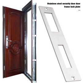 Micro Traders 1Pc Door Flat Strike Plate Stainless Steel Plate 172mm x 33.7mm for Door Handle Deadbolt Security Striker Plates Exterior Interior Door Electric Door Opener Silver(Fully Enclosed)