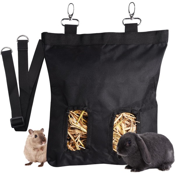Hay Feeder Bag 12x9x2 Inch with Retractable Strap Rabbit Guinea