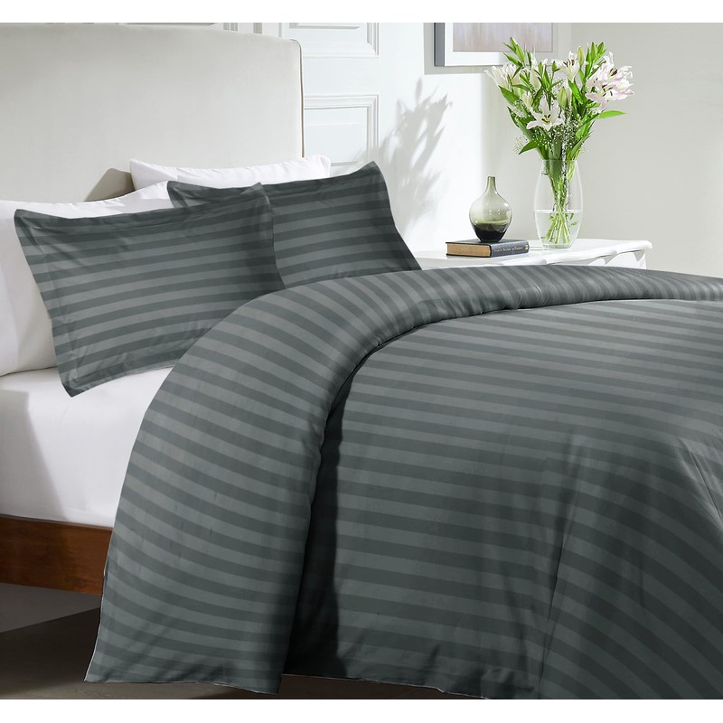 MOONLIGHT20015 Single Duvet Cover Set Reversible Stripes Satin Bedding Set