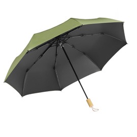 ThreeH Reise Regen Sonne Regenschirm Kompakter faltbarer winddichter Regenschirm Holzgriff UPF 50+ Verstärkte Fiberglasrippen für Männer Frauen,Grün