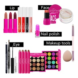All in one make-up set, make-up set, make-up set for women, make-up set starter kit, cosmetic make-up set with eyeshadow palette, lipstick, eyeliner, mascara, brush for women and girls