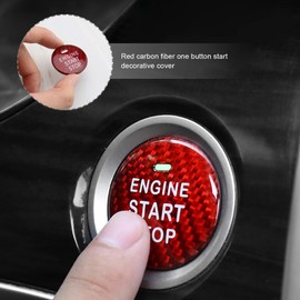 ECSiNG Car Start Button Carbon Fibre Cover Car Engine Start Stop Push Switch Ignition Cover Sticker Car Interior Trim Decorations Compatible with CX-3/CX-4/CX-5/CX-8/MX-5