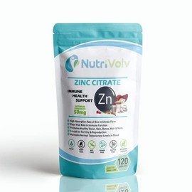 Zinc Citrate 50mg Supplements Immune Health Fertility Vision Acne Skin Hair - 120 Tablets