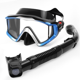 Yimserk Snorkeling Gear for Adults, Anti-Fog 180°Panoramic Snorkel Mask Set with Dry Top Snorkel Tube, Soft Silicone Scuba Gear, Adult Snorkel Set with Mesh Bag for Swimming Diving Travel