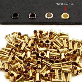 Kydex Holster Eyelets - (#6-12 Length) - (3/16 in. Diameter) - (Polished Brass) - (100 Pack) - (USA Made) - Kydex Rivets for DIY Holster and Sheath Making
