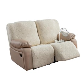 YUEANG 100% Waterproof Recliner Loveseat Cover, 2 Pieces Stretch Recliner Sofa Slipcovers Washable Couch Cover Furniture Covers for Pets, Dogs, Kids (Beige, 2 Seater)