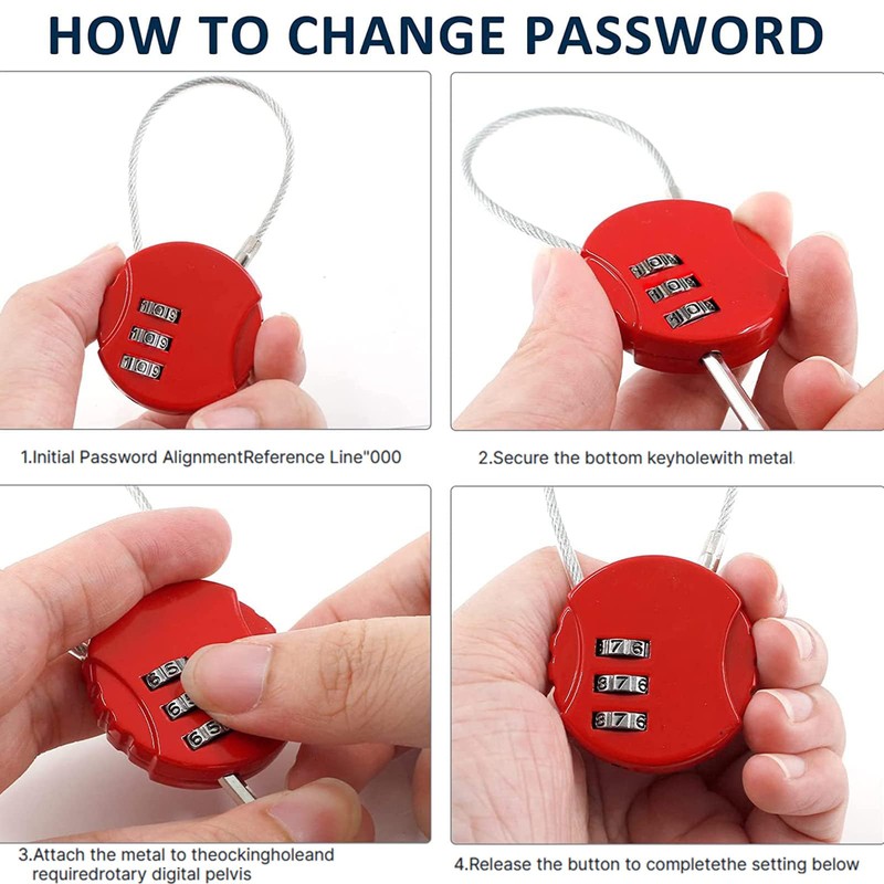 Combination Padlock,4 Pcs Combination Padlocks Small Padlock with Combination 3