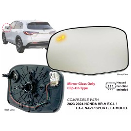 apa AUTO PARTS AVENUE For 2023 2024 HONDA HR-V Mirror Glass with BSD Heated Driver Left Side
